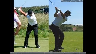 Jon Rahm golf swing  Long Iron faceon amp downtheline July 2017 [upl. by Haseena]