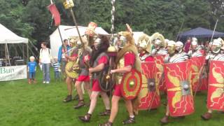 Roman Reenactment at the Amphitheatre in Caerleon Marching In [upl. by Adnarem]