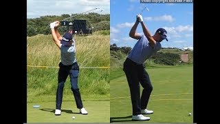 Justin Thomas golf swing  Long Iron faceon amp downtheline July 2017 [upl. by Solange414]