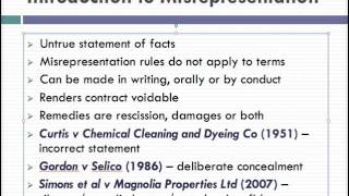 Misrepresentation Lecture 1 of 4 [upl. by Brigg]